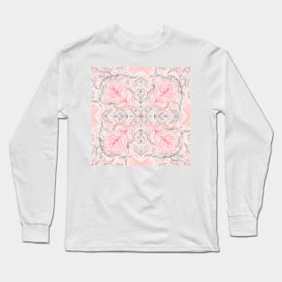 Peaches and Cream Doodle Tile Pattern Long Sleeve T-Shirt